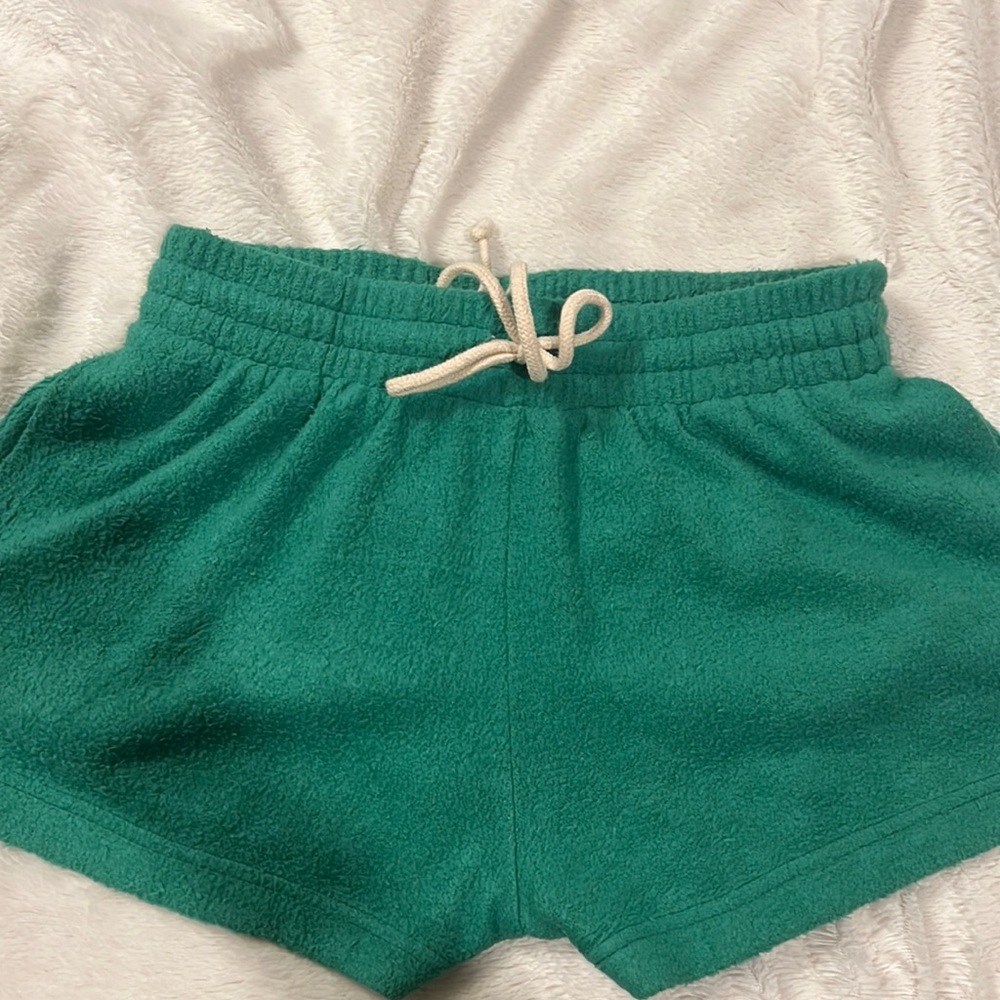 green fuzzy shorts from urban outfitters